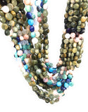 Natural Multi Stone Gemstone Coin Beads, Mix Stone Gemstone Beads, Bulk Wholesale Beads for Jewelry Making, 7-9mm, 14.5" Strand