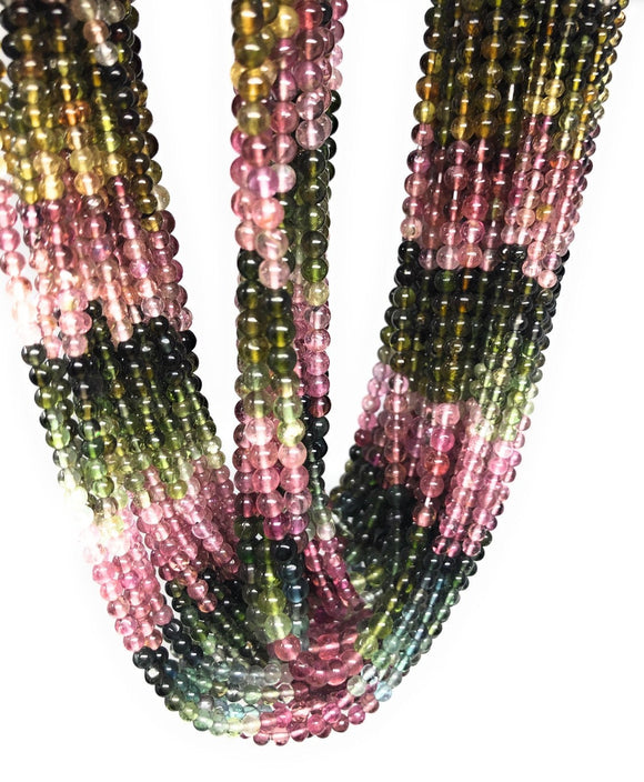 Natural Tourmaline Gemstone Beads, AAA Grade Multi Tourmaline Smooth Round Beads, Jewelry Supplies, Wholesale Bulk Beads, 13.25
