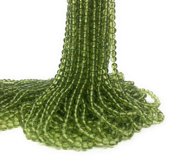 Natural Peridot Smooth Gemstone Beads, Genuine Gemstone Wholesale Beads, Bulk Beads for Jewelry Making, 4mm Beads, 13.75