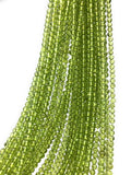 Natural Peridot Smooth Gemstone Beads, Genuine Gemstone Wholesale Beads, Bulk Beads for Jewelry Making, 4mm Beads, 13.75" Strand