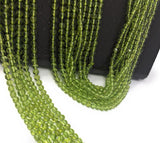 Natural Peridot Smooth Gemstone Beads, Genuine Gemstone Wholesale Beads, Bulk Beads for Jewelry Making, 4mm Beads, 13.75" Strand
