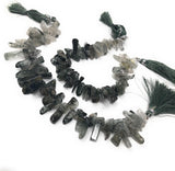 Green Rutile Beads - Rough Polished, Gemstone Beads, Jewelry Supplies for Jewelry Making, Wholesale Beads, Bulk Beads, 8" Strand