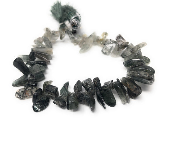 Green Rutile Beads - Rough Polished, Gemstone Beads, Jewelry Supplies for Jewelry Making, Wholesale Beads, Bulk Beads, 8