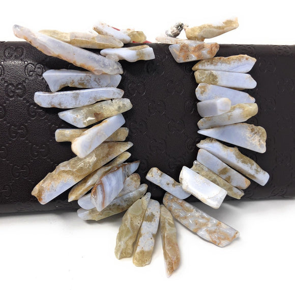 Blue Lace Agate Beads - Rough Polished, Natural Gemstone Beads, Jewelry Supplies for Jewelry Making, Wholesale Beads, 8