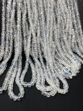 Rainbow Moonstone Gemstone Beads, Blue Flash Moonstone Beads, Wholesale Bulk Beads, AAA+ Quality, 3mm- 5mm, 16" Strand
