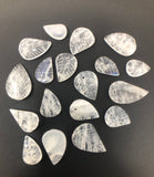 19 Pieces Lot of Moonstone Carved Leaf Beads - Top Drilled, Rainbow Moonstone Carved Leaf Beads, Bulk Beads, Loose Gemstone Beads