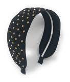 Wide Rivet Black Elastic Fabric Headband for Girls, Studded Punk Hair Accessories, Gifts for Girls, 1 Pc