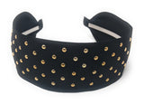 Wide Rivet Black Elastic Fabric Headband for Girls, Studded Punk Hair Accessories, Gifts for Girls, 1 Pc