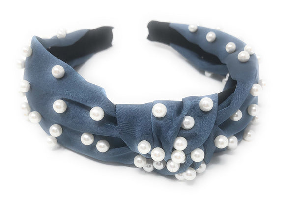 Faux Pearl Knot Satin Headband for Girls, Bohemian Turban Headband, Retro Velvet Hairband for Women, 1 Pc
