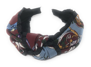 Wide Headband for Girls, Bohemian Turban Headbands, Printed Floral Ruffle Retro Hairbands, 1 Pc