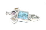 Natural Larimar with Amethyst and Citrine Gemstone Pendant, Sterling Silver Jewelry, Larimar Pendant, Amethyst Pendant, Bohemian Jewelry
