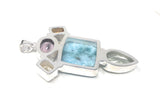 Natural Larimar with Amethyst and Citrine Gemstone Pendant, Sterling Silver Jewelry, Larimar Pendant, Amethyst Pendant, Bohemian Jewelry