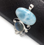 Larimar Pendant, Labradorite Pendant, Gemstone Pendant, Gemstone Jewelry, Sterling Silver Silver Jewelry, Gifts for Her, Bohemian Jewelry
