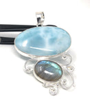 Larimar Pendant, Labradorite Pendant, Gemstone Pendant, Gemstone Jewelry, Sterling Silver Silver Jewelry, Gifts for Her, Bohemian Jewelry