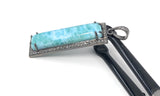 Larimar Pendant, Gemstone Bar Pendant, Silver Pendant, Natural Larimar, Diamond Pendant, Pave Diamond Pendant, Sterling Silver Pendant, DIY