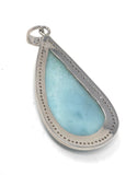 Larimar Gemstone Pendant, Sterling Silver Pave Diamond Pendant, Natural Gemstone Jewelry, Gifts for Her, Wholesale Jewelry Supplies