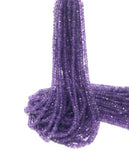 Natural Amethyst Faceted Gemstone Beads, Bulk Wholesale Jewelry Making Supplies, AAA quality 3.5mm- 4mm, 13" Strand