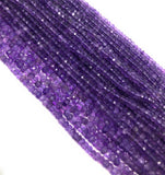 Natural Amethyst Faceted Gemstone Beads, Bulk Wholesale Jewelry Making Supplies, AAA quality 3.5mm- 4mm, 13" Strand