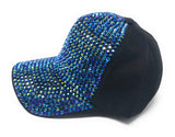 Rhinestones Baseball Cap, Bling Hat, Adjustable Hat, Blue Rhinestone Bling Hat, Rhinestone Sun Visors Baseball Cap