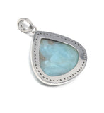 Larimar Gemstone Pendant, Sterling Silver Pave Diamond Pendant, Natural Gemstone Jewelry, Gifts for Her, Wholesale Jewelry Supplies