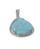 Larimar Gemstone Pendant, Sterling Silver Pave Diamond Pendant, Natural Gemstone Jewelry, Gifts for Her, Wholesale Jewelry Supplies