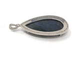 Labradorite Pave Diamond Pendant, Labradorite Gemstone Pendant, Sterling Silver Jewelry, DIY Wholesale Pendants , Gifts for Her