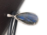 Labradorite Diamond Pendant, Sterling Silver Spiritual Healing Gemstone Jewelry, Chakra Energy Balancing Jewelry, Handmade Crytsal Pendant