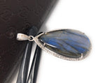 Labradorite Diamond Pendant, Sterling Silver Spiritual Healing Gemstone Jewelry, Chakra Energy Balancing Jewelry, Handmade Crytsal Pendant