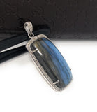 Labradorite Pave Diamond Pendant, Labradorite Gemstone Pendant, Sterling Silver Jewelry, DIY Wholesale Pendants , Gifts for Her