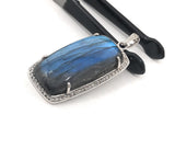 Labradorite Pave Diamond Pendant, Labradorite Gemstone Pendant, Sterling Silver Jewelry, DIY Wholesale Pendants , Gifts for Her