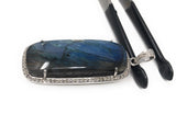 Labradorite Pave Diamond Pendant, Labradorite Gemstone Pendant, Sterling Silver Jewelry, DIY Wholesale Pendants , Gifts for Her