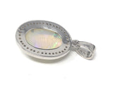 Ethiopian Opal Diamond Pendant, Sterling Silver Opal Gemstone Pendant, Spiritual Healing Chakra Jewelry, October Birthstone Crystal Pendant