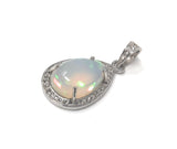 Ethiopian Opal Pendant, Gemstone Pendant, Diamond Pendant, Sterling Silver Opal Pendant, Pave Diamond Jewelry, Gifts for Her