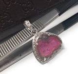 Watermelon Tourmaline Diamond Pendant, Gemstone Pendant, Sterling Silver Watermelon Tourmaline Slice Pendant, October Birthstone Jewelry