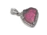 Watermelon Tourmaline Diamond Pendant, Gemstone Pendant, Sterling Silver Watermelon Tourmaline Slice Pendant, October Birthstone Jewelry