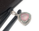 Watermelon Tourmaline Diamond Pendant, Gemstone Pendant, Sterling Silver Watermelon Tourmaline Slice Pendant, October Birthstone Jewelry
