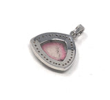 Watermelon Tourmaline Diamond Pendant, Gemstone Pendant, Sterling Silver Watermelon Tourmaline Slice Pendant, October Birthstone Jewelry