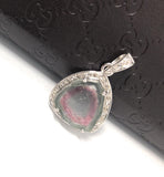 Watermelon Tourmaline Diamond Pendant, Gemstone Pendant, Sterling Silver Watermelon Tourmaline Slice Pendant, October Birthstone Jewelry