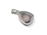 Watermelon Tourmaline Diamond Pendant, Gemstone Pendant, Sterling Silver Watermelon Tourmaline Slice Pendant, October Birthstone Jewelry