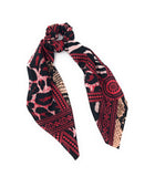 Set of 2, Printed Satin Scrunchies for Women, Ponytail Holder Hair Tie for Girls, Long Tail Scarf Scrunchies for Women, Gifts for Girls