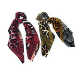Set of 2, Printed Satin Scrunchies for Women, Ponytail Holder Hair Tie for Girls, Long Tail Scarf Scrunchies for Women, Gifts for Girls