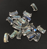 3 Pcs Labradorite Gemstone Connector, Sterling Silver Bar Connectors, Large DIY Jewelry Making Connector Charms , 28.5mmx13mm