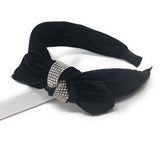 Wide Headband for Girls, Bohemian Side Knot Velvet Headbands for Women, Vintage Style Retro Hairbands, Twisted Knot Rhinestone Head Band, 1