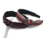 Wide Headband for Girls, Side Knot Satin Headbands for Women, Vintage Style Bohemian Retro Hairbands, Knotted Crystal Headbands