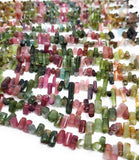 Natural Tourmaline Side Drilled Stick Beads, Gemstone Beads, Natural Tourmaline Beads, Jewelry Supplies, Wholesale Bulk Beads, 8" Strand