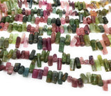 Natural Tourmaline Side Drilled Stick Beads, Gemstone Beads, Natural Tourmaline Beads, Jewelry Supplies, Wholesale Bulk Beads, 8" Strand