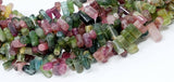 Close up of side drilled Tourmaline stick beads with natural inclusions