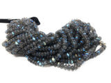 Labradorite Gemstone Beads - Blue Flash Smooth Labradorite Beads, Bulk Wholesale Beads for Jewelry Making, 7-8mm, 16" Strand