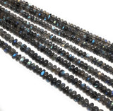 Labradorite Gemstone Beads - Blue Flash Smooth Labradorite Beads, Bulk Wholesale Beads for Jewelry Making, 7-8mm, 16" Strand