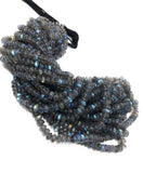 Labradorite Gemstone Beads - Blue Flash Smooth Labradorite Beads, Bulk Wholesale Beads for Jewelry Making, 7-8mm, 16" Strand